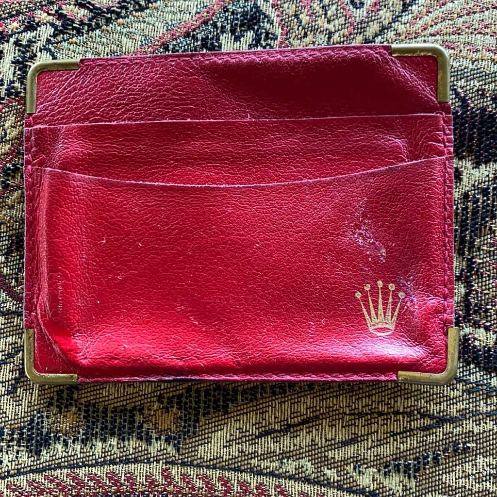 Rolex Red Leather Card Case Unisex